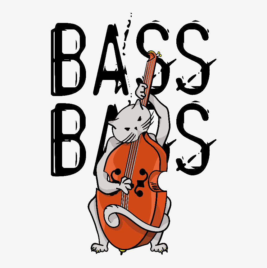 Transparent Double Bass Clipart - Cat Playing Double Bass T Shirt, HD Png Download, Free Download