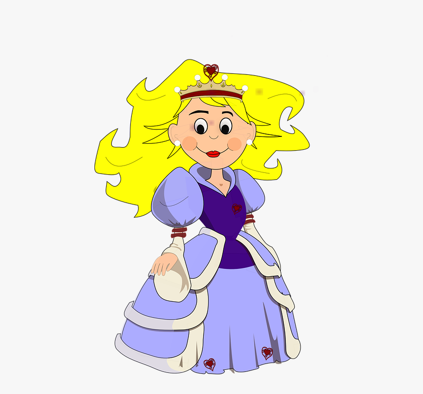 Princes, Dress, Blond, Cartoon, Lavender, Crown, Cute - Transparent Background Queen Clipart, HD Png Download, Free Download