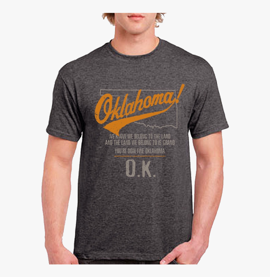 Oklahoma Unisex Heather Charcoal Map Outline Tee - Active Shirt, HD Png Download, Free Download