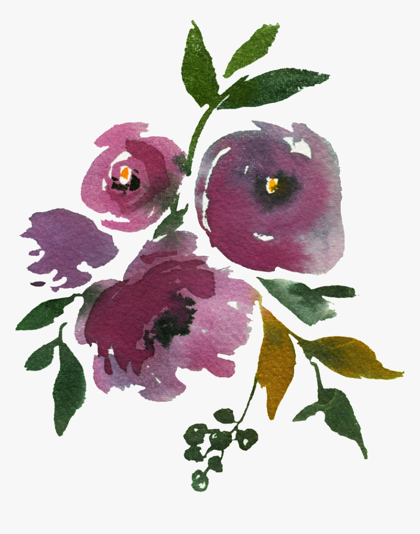 Hand-painted Dark Purple Flowers Png Transparent Material - Dark Purple Watercolor Flower, Png Download, Free Download