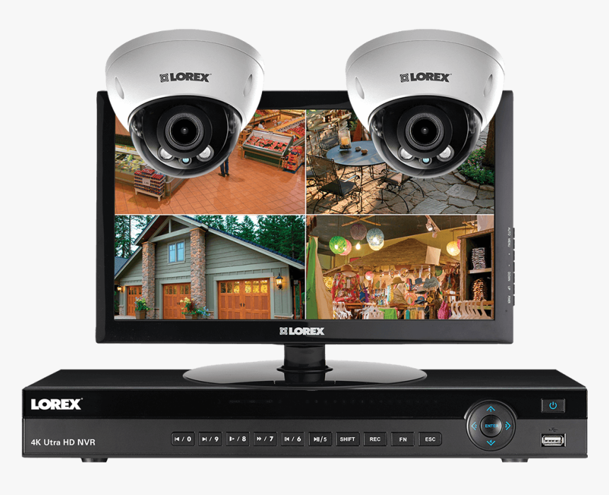 2k Resolution Ip Camera System With Monitor And 2 Domes - Cc Tv Camera Set Hd Png, Transparent Png, Free Download