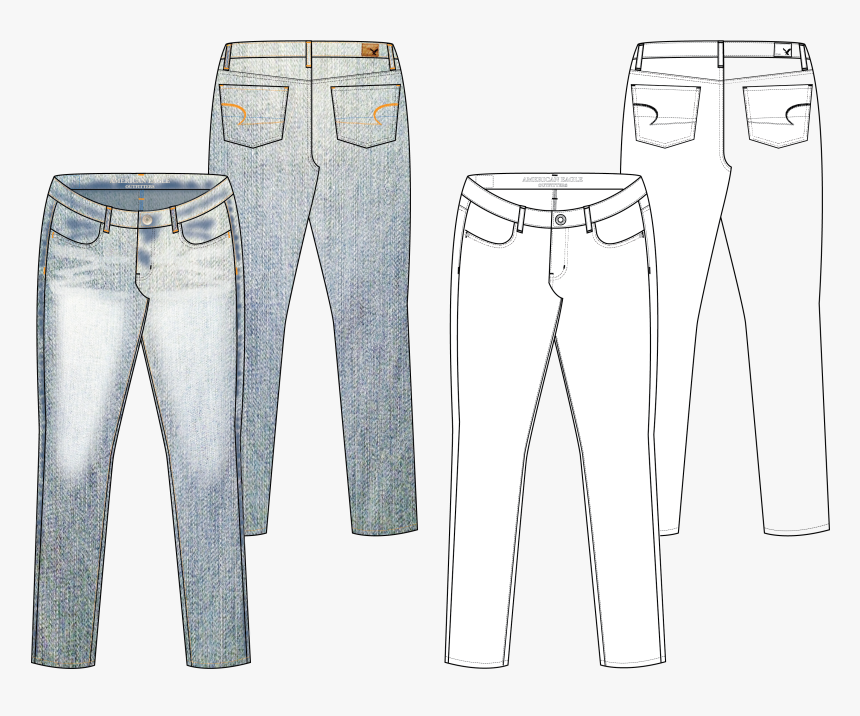 Fashion Technical Drawing Jeans, HD Png Download, Free Download