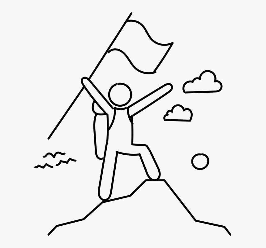 Success, Mountain, Top, Freedom, Adventure, Nature - Line Art, HD Png Download, Free Download