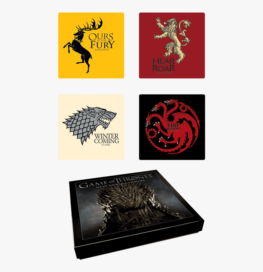 Game Of Thrones House Sigil Coaster Set - Stark Lannister Baratheon Targaryen, HD Png Download, Free Download