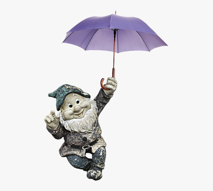 Garden Gnome, Dwarf, Umbrella, Imp, Hanging, Fabric - Garden Gnome, HD Png Download, Free Download