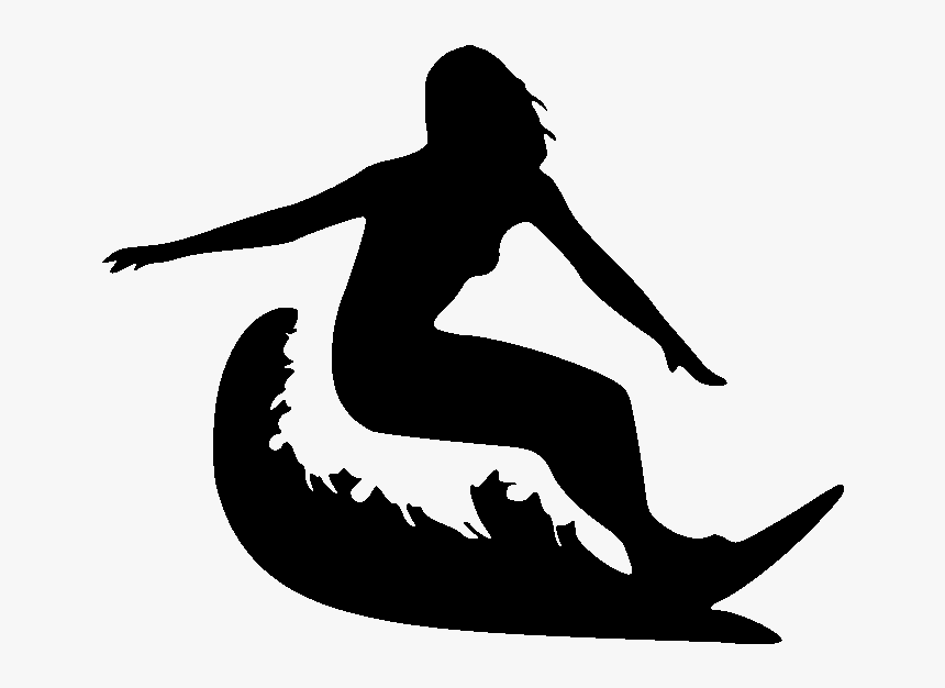 Transparent Surfer Clipart - Surfer Girl Black And White, HD Png Download, Free Download