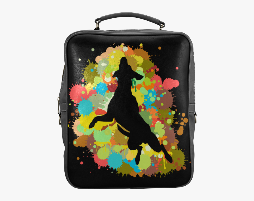 Funny Crazy Jumping Dog Shape Splash Design Square - Backpack, HD Png Download, Free Download