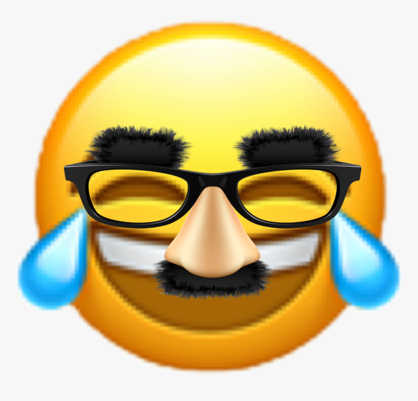 Emoji Funny Laughing Laugh Gl Tears Mustash Eyebro - Laughing With Glasses Emoji, HD Png Download, Free Download