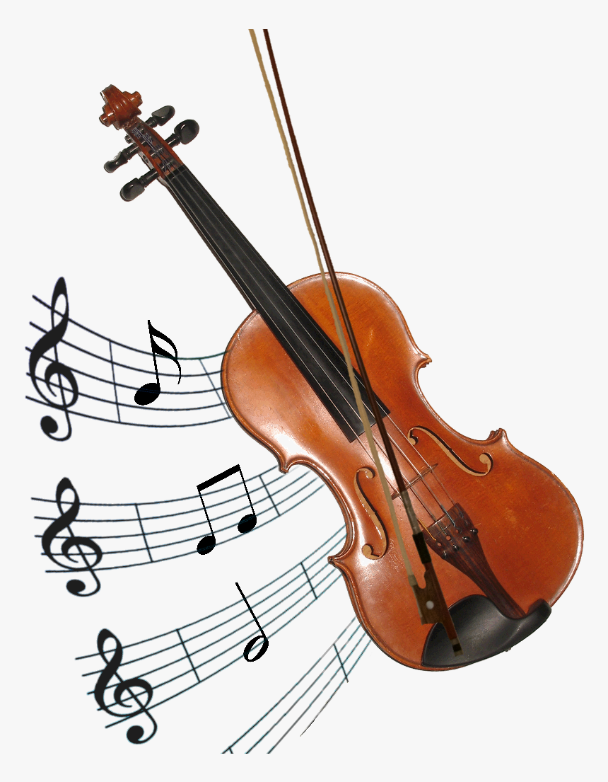 Violin Musical Instruments Bow Double Bass Silhouette - Violin With Music Notes, HD Png Download, Free Download