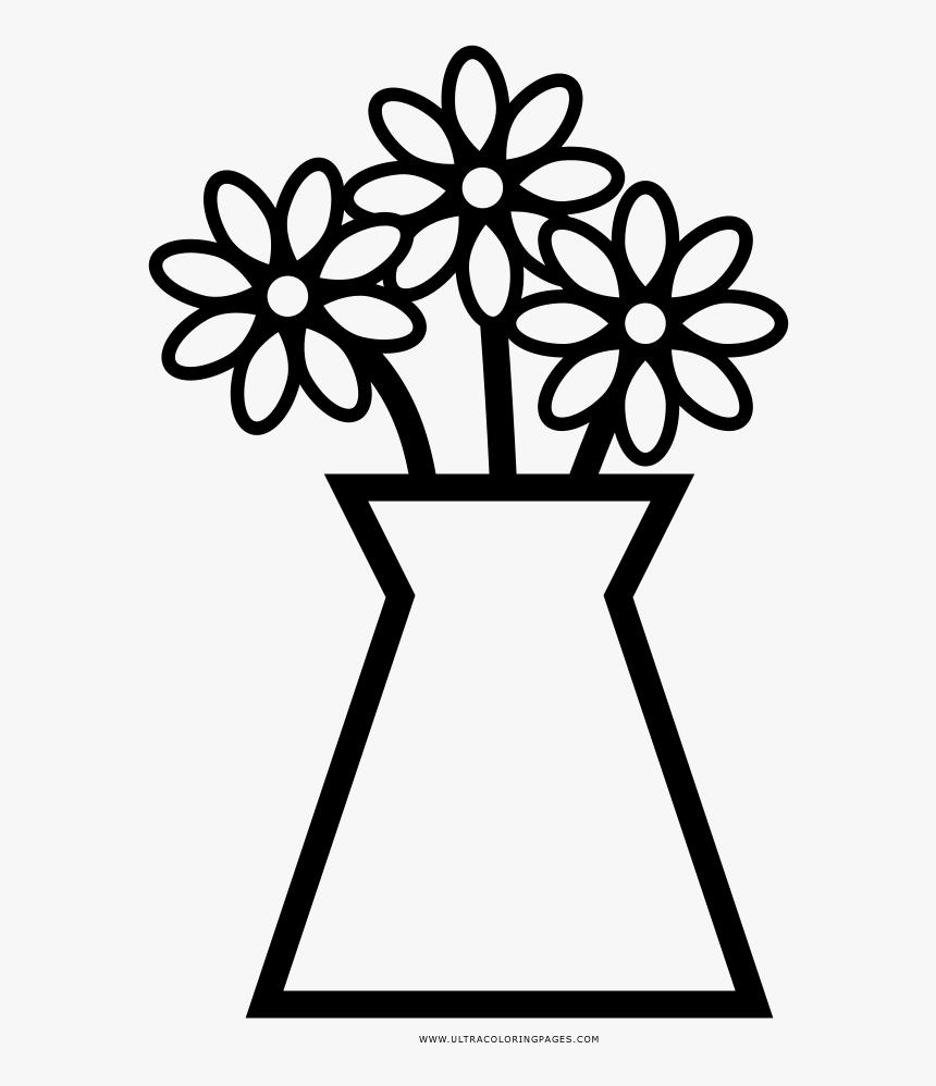 Flower Vase Coloring Page - Flower Vase Icon Png, Transparent Png, Free Download
