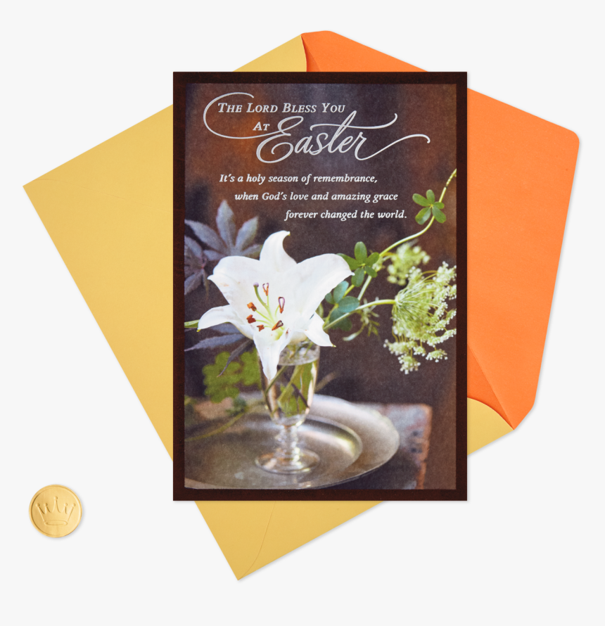 White Lily Flower In A Vase Religious Easter Card - Jasmine, HD Png Download, Free Download