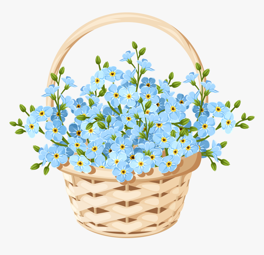 Clipart Flower Transparent Background - Basket Of Flowers Clipart, HD Png Download, Free Download