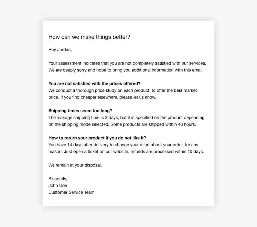 Customer No Satisfaction Email Example - Customer Not Satisfied With Service, HD Png Download, Free Download