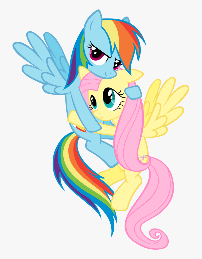 Fanmade Rainbow Dash Hugging Fluttershy - Mlp Rainbow Dash Hugs Fluttershy, HD Png Download, Free Download