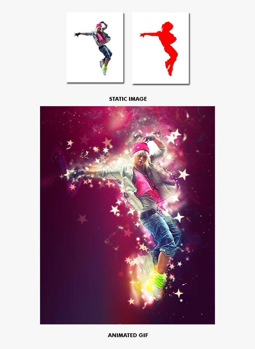 Gif Animated Stars Wave Photoshop Action - Poster, HD Png Download, Free Download