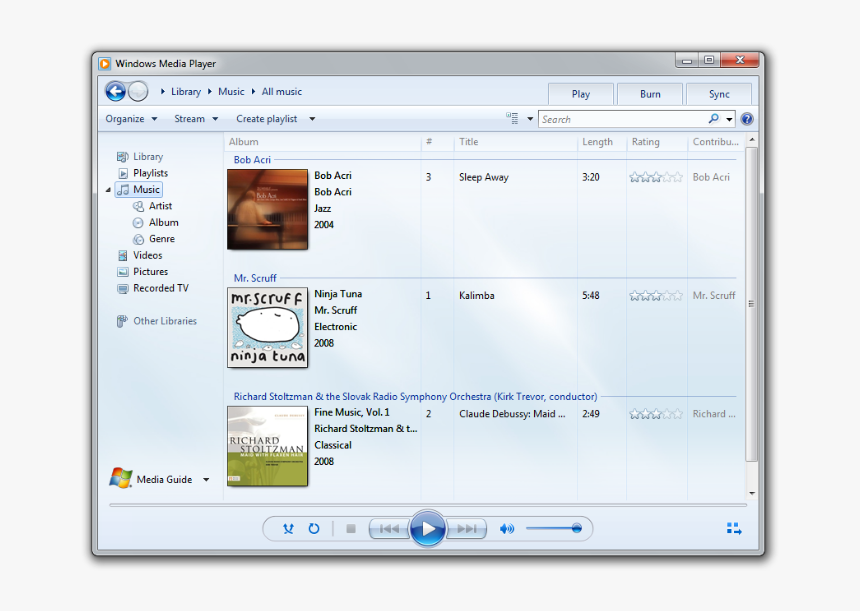 Windows Media Player 12 On Windows 7 - Windows Media Player 12, HD Png Download, Free Download