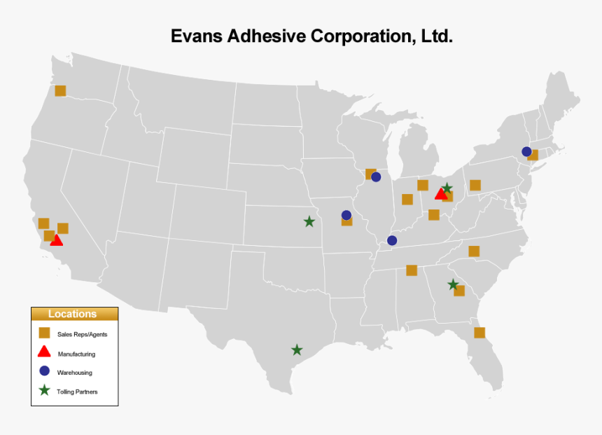 Evans Adhesive Locations - Grassland In Usa Map, HD Png Download, Free Download