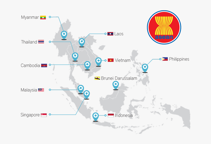 Asean Map - Map Of Asean Countries Transparent, HD Png Download, Free Download