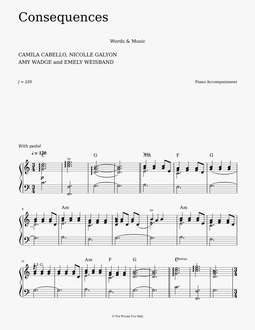 Transparent Consequences Png - Consequences Piano Sheet Music, Png Download, Free Download