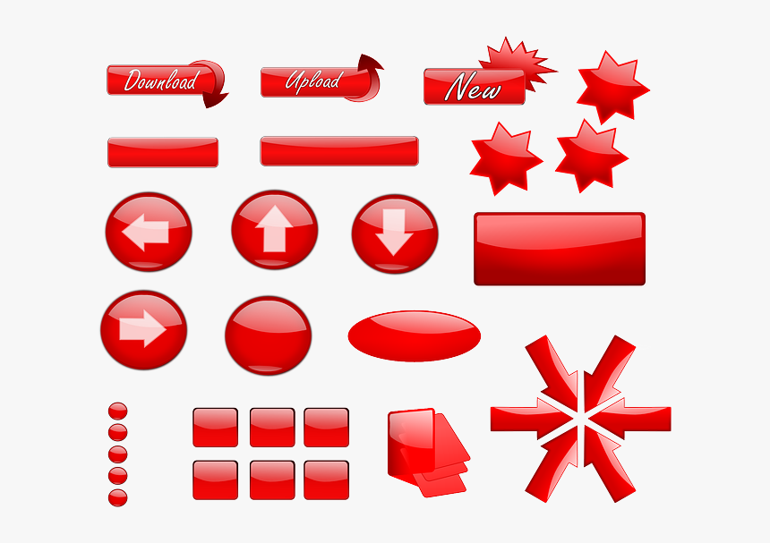 Buttons, Gloss, Badge, Arrows, Icons, Red, Folder - Red Buttons, HD Png Download, Free Download