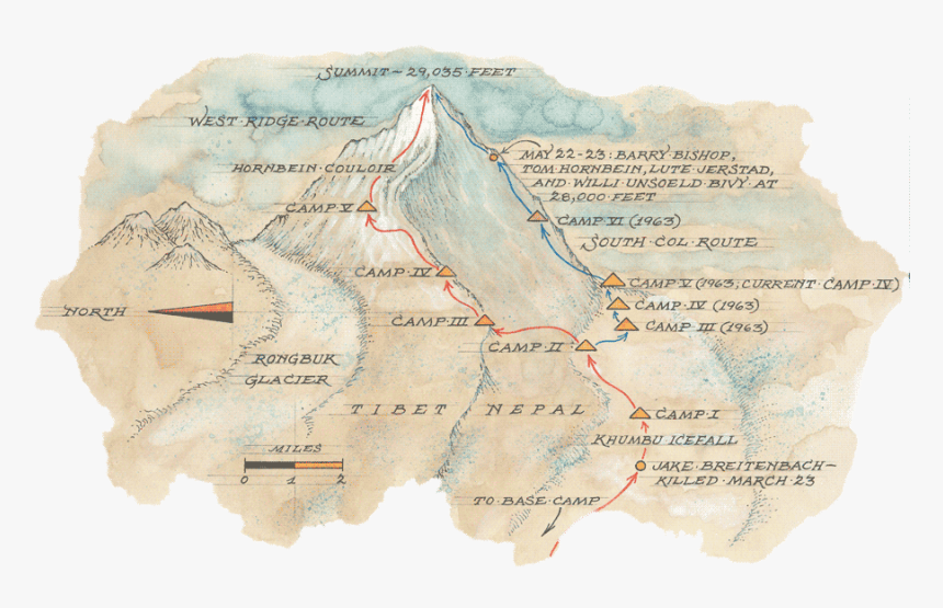 Everest Old Map, HD Png Download, Free Download