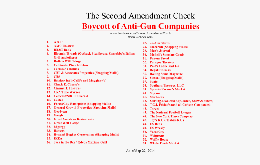 Photo Boycott List 2014 - List Companies That Boycott Nra, HD Png Download, Free Download
