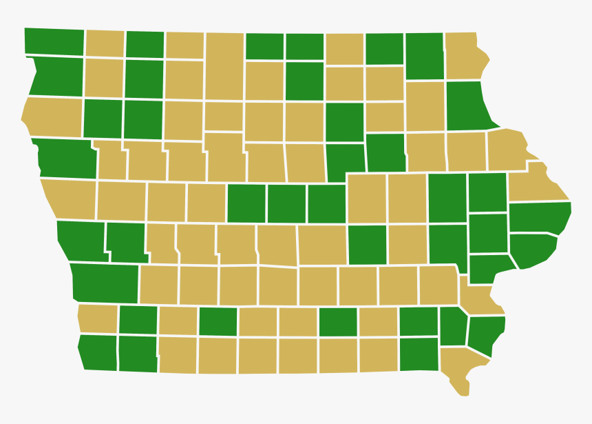 Democrats Party Presidential Primaries In Iowa, 2016 - Democratic Iowa Caucus 2016 Results By County, HD Png Download, Free Download