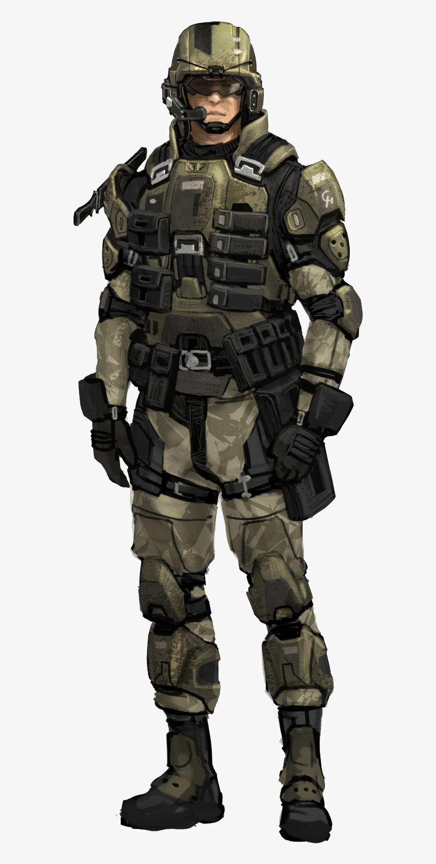 Man In Modern Armor Png - Halo Marine Concept Art, Transparent Png, Free Download