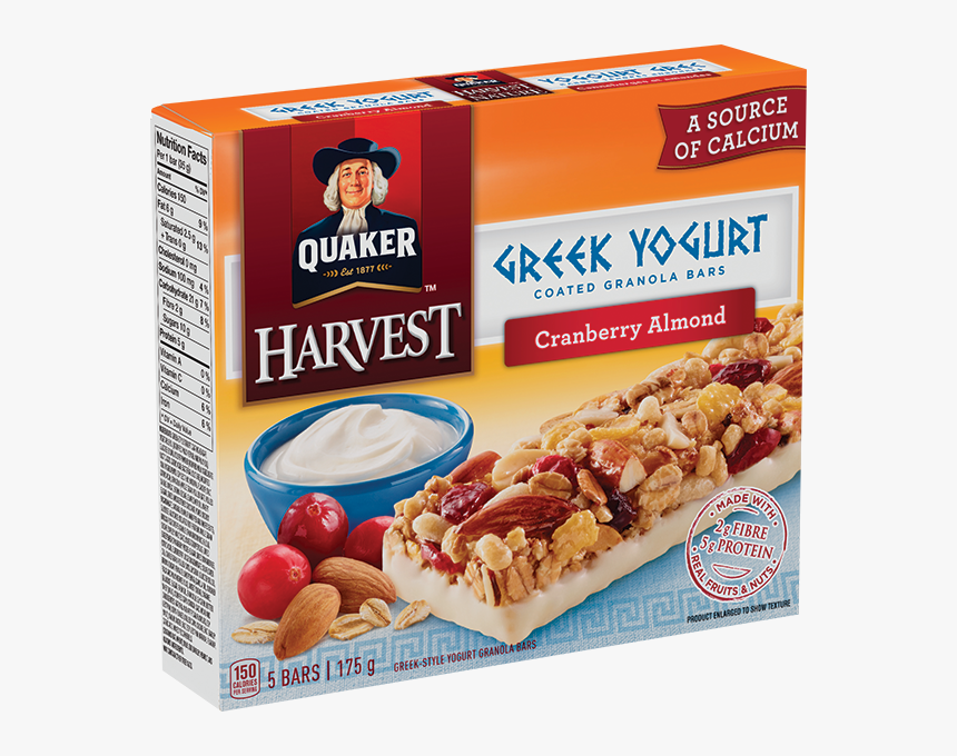 Quaker® Harvest Greek Yogurt Cranberry & Almond Granola - Quaker Apple Cinnamon Breakfast Bars, HD Png Download, Free Download