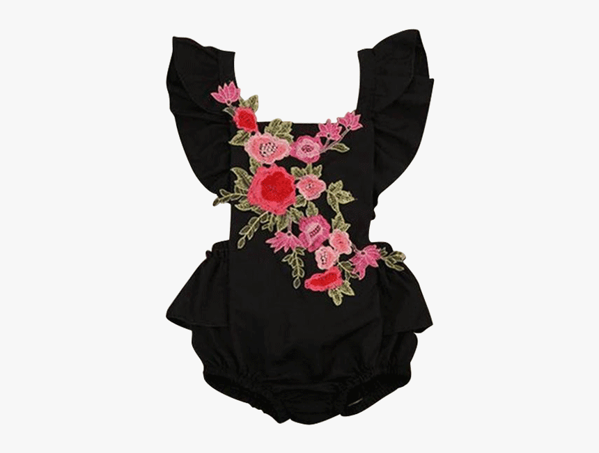 Petite Bello Playsuit 0-6 Months Emmy Floral Black - Ropa Bordados Para Bebe, HD Png Download, Free Download