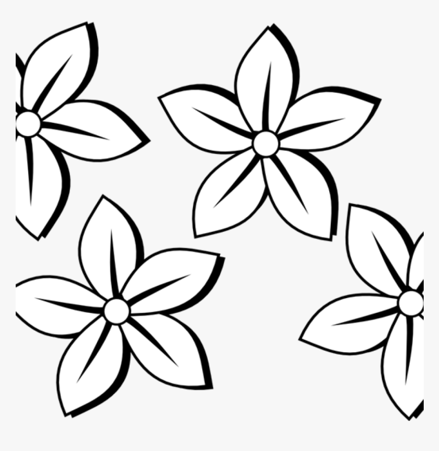 Flower Clipart Black And White Birthday Clipart Hatenylo - Jasmine Flower Black And White, HD Png Download, Free Download