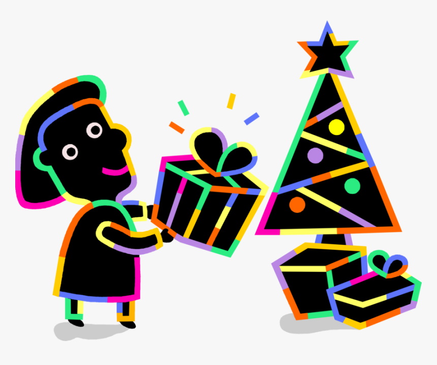 Vector Illustration Of Woman Places Christmas Gift, HD Png Download, Free Download