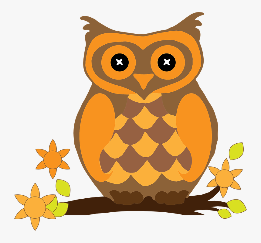 Bird, Floral, Flowers, Flying, Orange, Owl - Owl Clipart, HD Png Download, Free Download