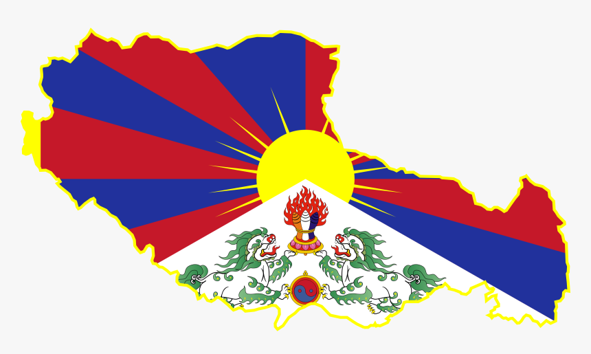 Tibet Map Flag Clip Arts - Flag Map Of Tibet, HD Png Download, Free Download