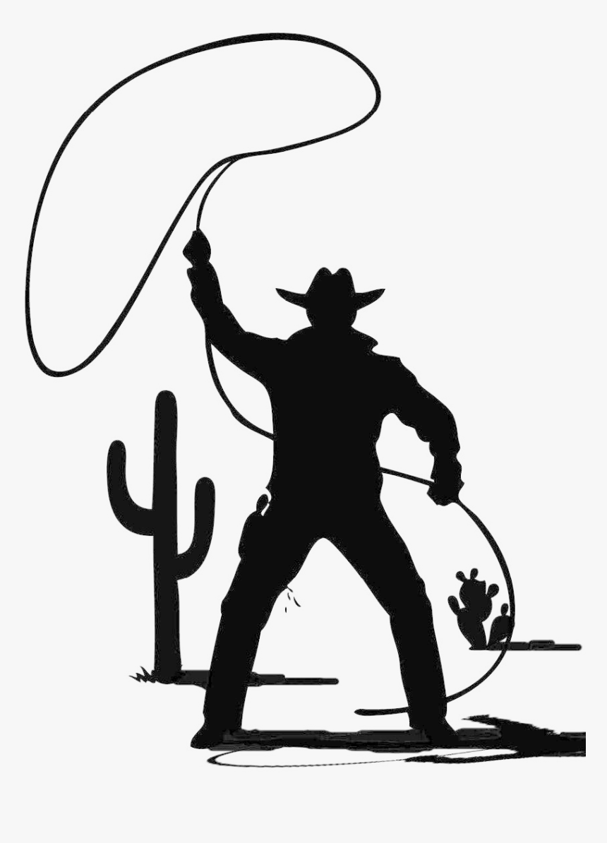 Lasso Cowboy Clipart , Png Download - Cowboy With A Lasso Silhouette, Transparent Png, Free Download