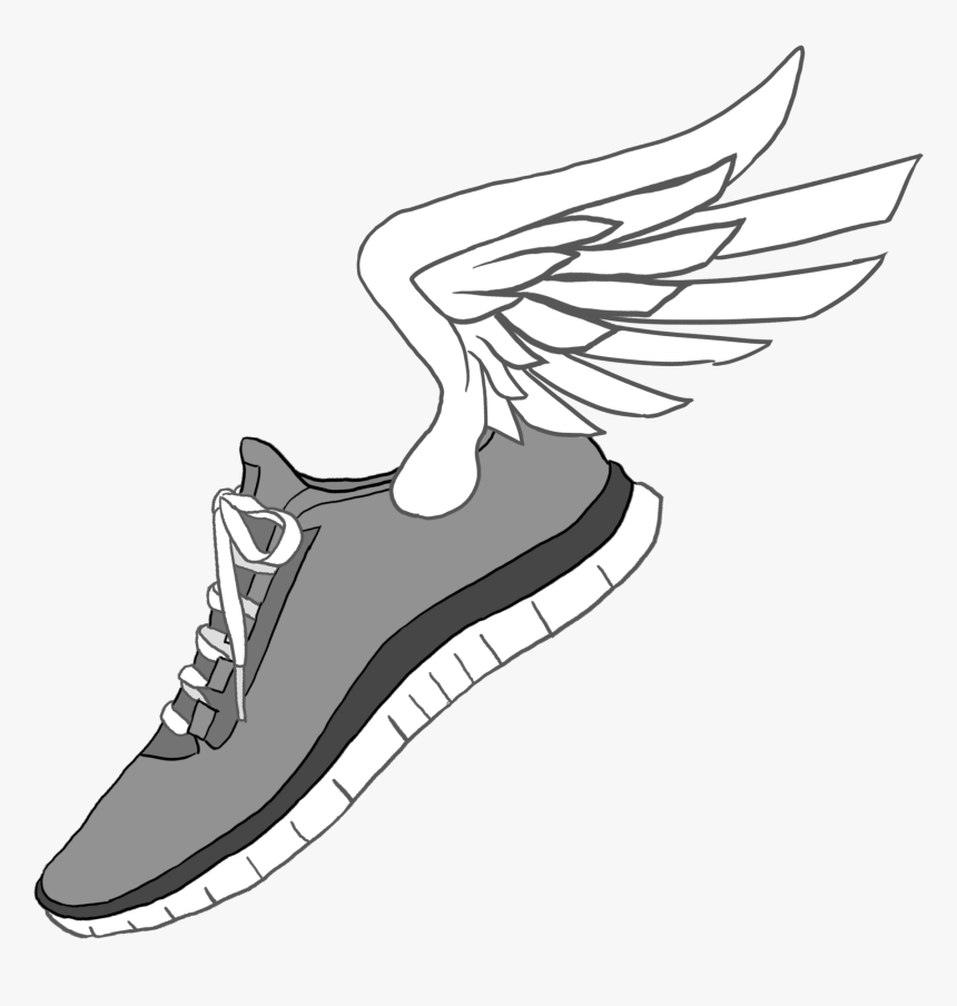 Clip Art Gym Shoes With Wings - Drawings Of Running Shoes, HD Png Download, Free Download