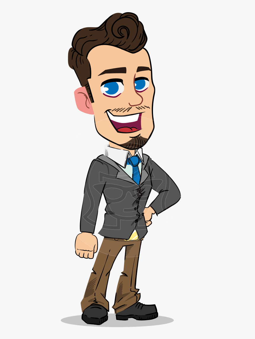 Simple Style Cartoon Of A Businessman With Goatee, HD Png Download, Free Download