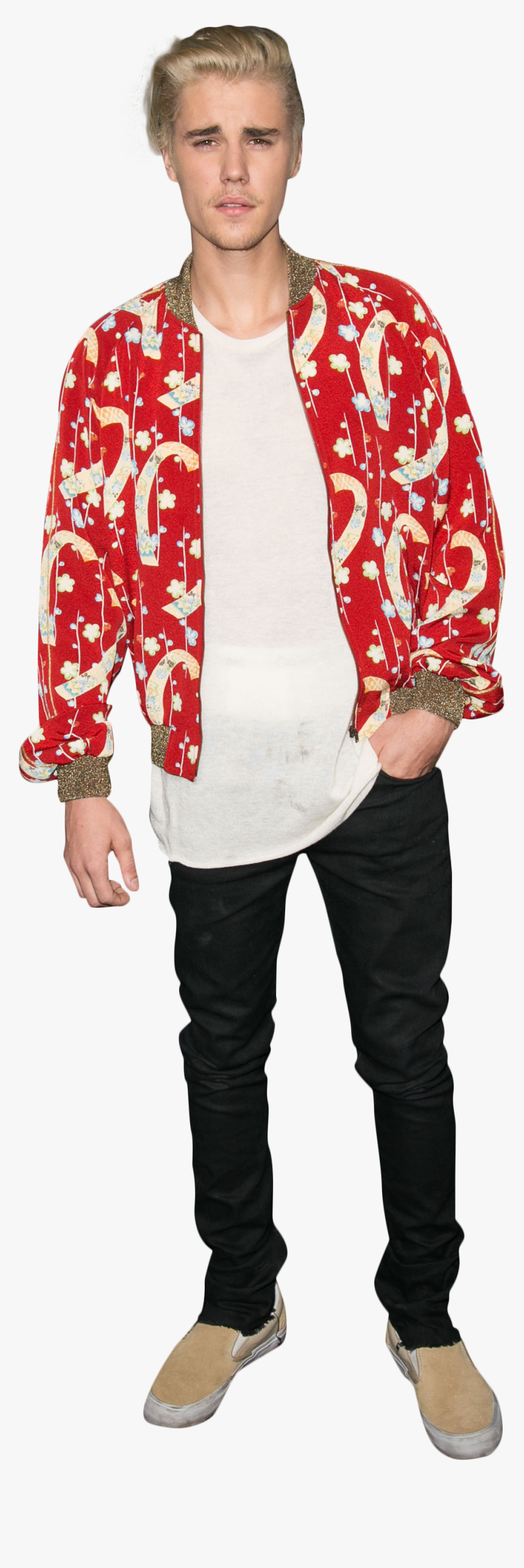 Justin Bieber Dressed In A Red Shirt Png Image, Transparent Png, Free Download