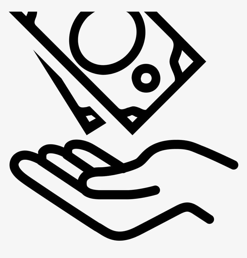 It"s A Logo Of A Hand On The Bottom With Money Falling - Refund Black And White, HD Png Download, Free Download