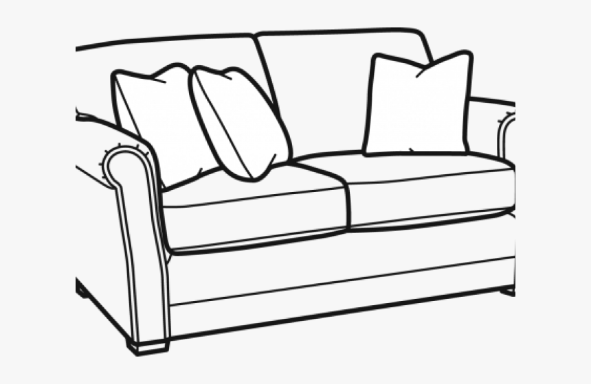 Drawn Couch Side View - Sofa Black And White, HD Png Download, Free Download