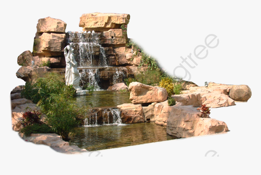 Waterfall - Waterfall With Pond Png, Transparent Png, Free Download