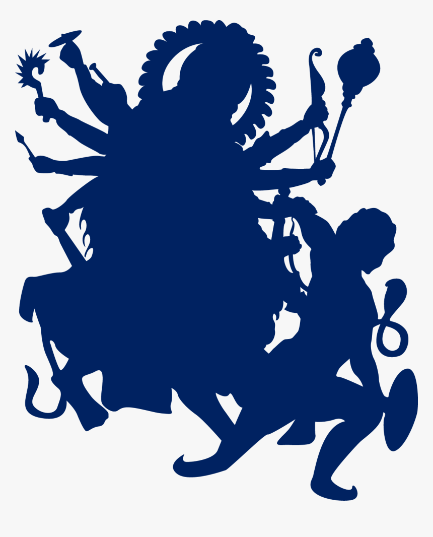 Krishna Clipart Silhouette - Durga Puja Clipart Black And White, HD Png Dow...