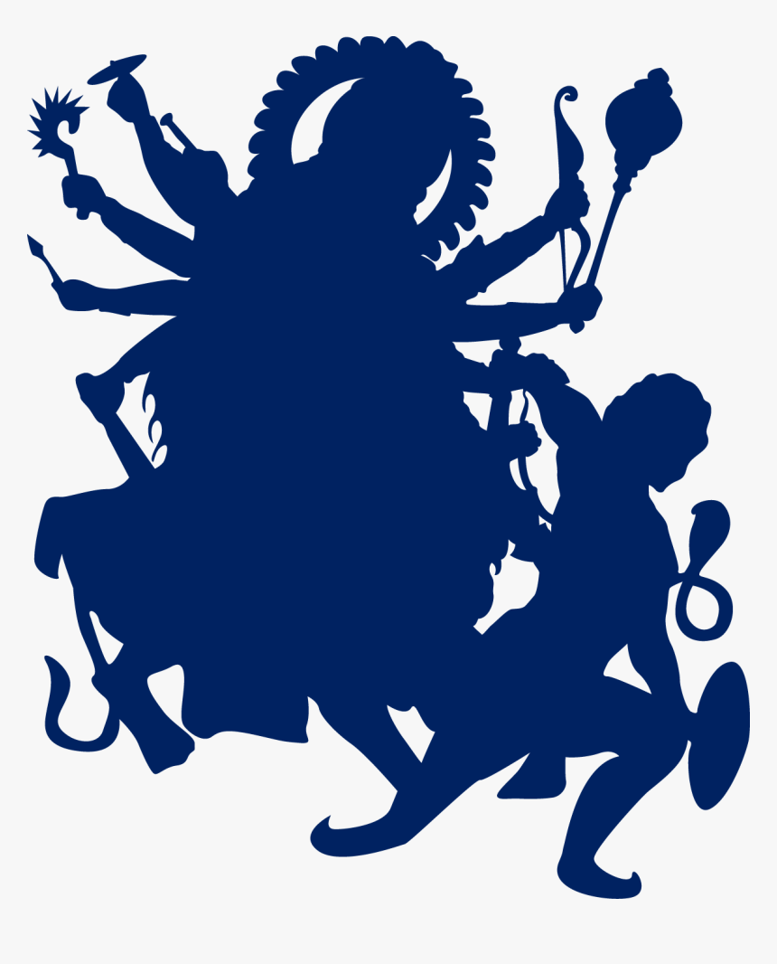 Krishna Clipart Silhouette - Durga Puja Clipart Black And White, HD Png Download, Free Download