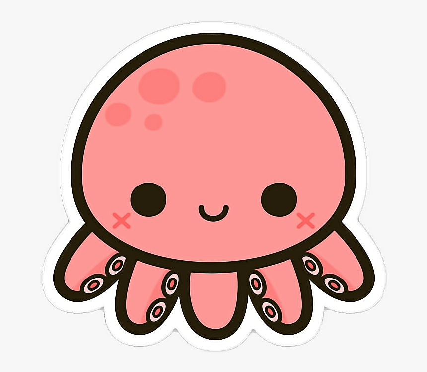 Octopus Cute Tentacles Pink Kawaii Smile Animal Nature - Sticker Cute, HD Png Download, Free Download