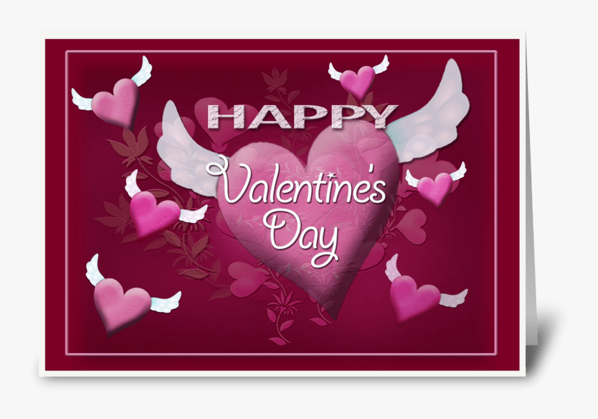 Flying Hearts, Valentine Greeting Greeting Card - Christmas Card, HD Png Download, Free Download