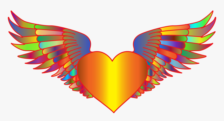 Heart,love,symmetry - Flying Heart Wings, HD Png Download, Free Download