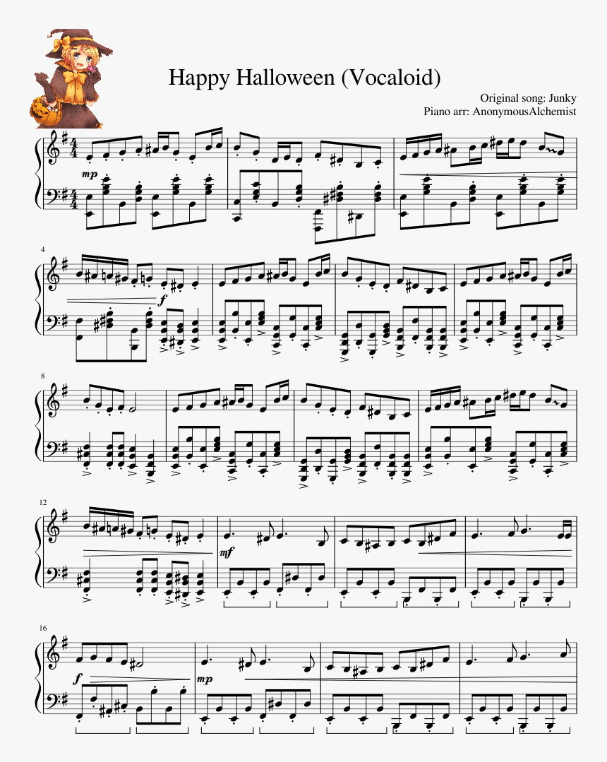 Transparent Happy Halloween Png - Halloween Songs Piano Sheet Music, Png Download, Free Download