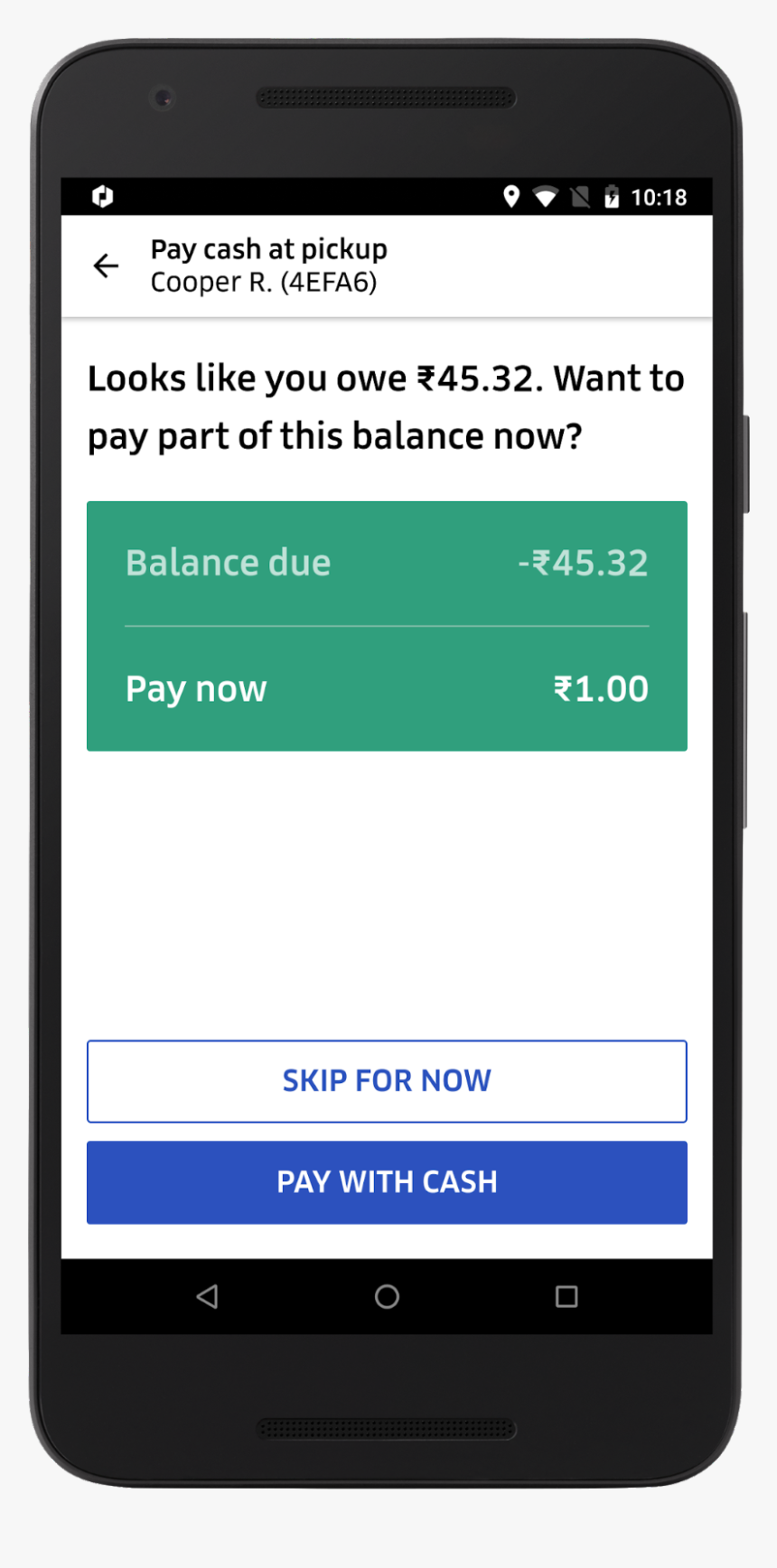 Mobile Interface Payment Due - Pay With Cash On Uber Eats, HD Png Download, Free Download