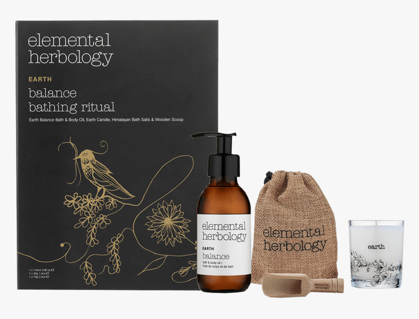 Elemental Herbology Earth Balance Bathing Ritual Kit - Glass Bottle, HD Png Download, Free Download