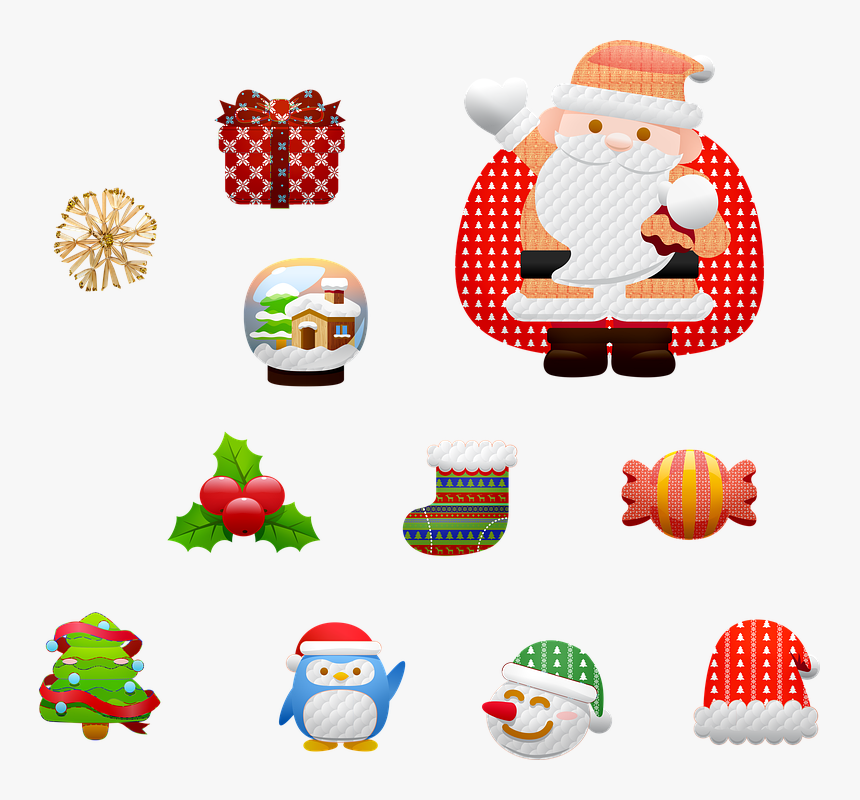 Christmas Icons, Santa Claus, Candy, Snowglobe, Gifts, HD Png Download, Free Download